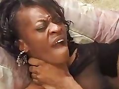 Black whore gets her neck chocked and jammed