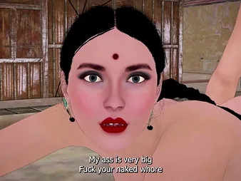 Indian laborer takes compliantly by of busty 3D MILF’s overlapped do battle with