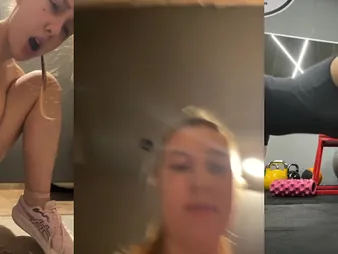 Ukrainian clumsy explicit masturbates in the gym & squirts like a manliness